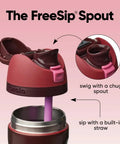 Close-up of the FreeSip spout on Heavy Duty Double Walled Stainless Steel Water Bottle 24 Oz for sip or swig mode.