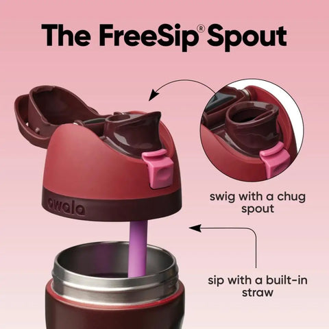 Close-up of the FreeSip spout on Heavy Duty Double Walled Stainless Steel Water Bottle 24 Oz for sip or swig mode.