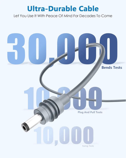 Close-up of Ride Ready Starlink Mini Car Charger with a 10 feet ultra-durable cable, showing strong connectors and bend resistance.