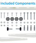 Top Shelf Heavy Duty Mini Split Wall Mount Bracket For Universal Ductless Air Conditioners Offering Rock Solid 265 Pound Support For Indoor Outdoor Setups Anywhere, showing included mounting components.