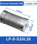 Heavy Duty D26L38 Aluminum Alloy Spring Coupling dimensions D26mm L38mm for stepping servo motors use.