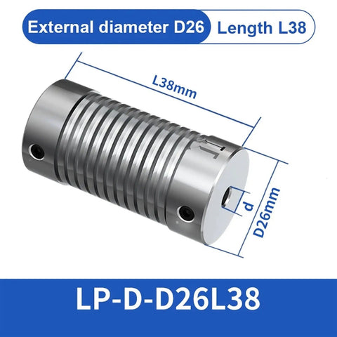 Heavy Duty D26L38 Aluminum Alloy Spring Coupling dimensions D26mm L38mm for stepping servo motors use.