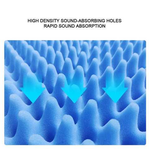 Close-up of Self Adhesive Gray Egg Crate Acoustic Foam Rolls For Room Taming And Echo Busters with high density sound-absorbing holes.
