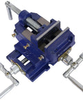 Heavy Duty Cross Slide Vise Tough As Nails Drill Press To Milling Machine Upgrade Kit With Serrated Steel Jaws and Bolt Down Mounting for Precision Workshop Fabrication, blue cast steel.