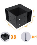 Built Tough Steel Three Way Workbench Bracket Kit With Eight Brackets And 128 Screws For 4x4 And 2x4 Lumber, dimensions shown