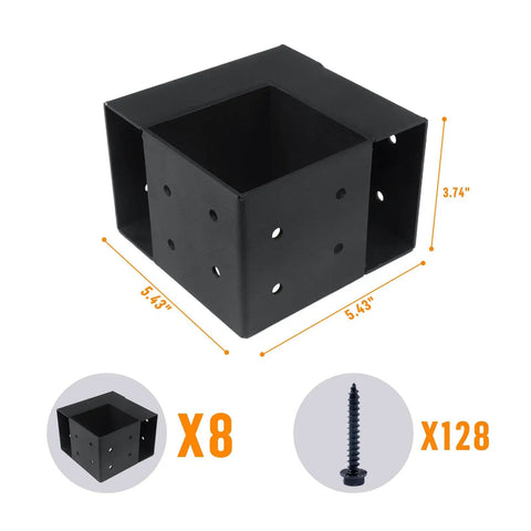Built Tough Steel Three Way Workbench Bracket Kit With Eight Brackets And 128 Screws For 4x4 And 2x4 Lumber, dimensions shown