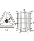 3 Frame Manual Honey Extractor For Beekeeping Pros Food Grade Stainless Steel Spinner Drum with dimensions indicated