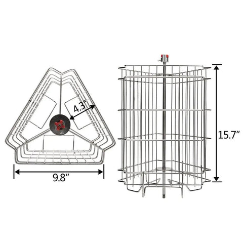 3 Frame Manual Honey Extractor For Beekeeping Pros Food Grade Stainless Steel Spinner Drum with dimensions indicated
