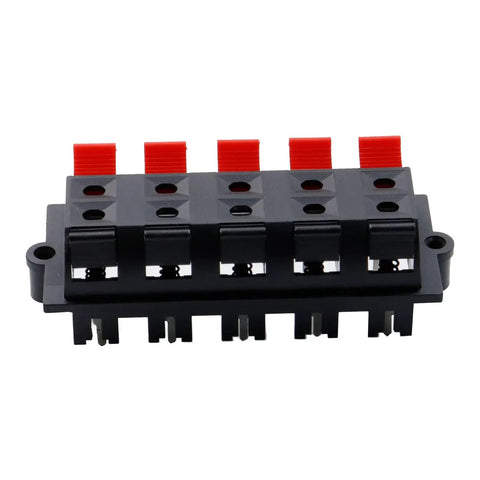 Straight Speaker Terminal Strip WP10-03B Push Release Clips 5Pcs For DIY Audio Upgrades, connector front view