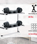 Three Tier Bathroom Shelf With Towel Bars Wall Mount Rack Stainless Steel SUS304 Rust Proof Polished Chrome Finish 20 Inch