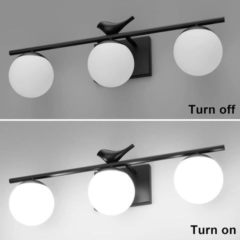 Three Light Modern Black Bathroom Vanity Light Fixture Wall Mounted Dimmable G9 Socket Matte Black Finish Easy Install UL Listed Quality for Powder Room Bath and Hallway