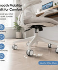 Office chair with 2.5 Inch Twin Wheel Swivel Caster Set For Furniture, Heavy Duty 360 Degree Casters for smooth mobility.