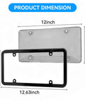 Two Pack Clear License Plate Covers Bundle With One Extra Spare Cover Unbreakable Anti Yellowing Tag Protectors dimensions