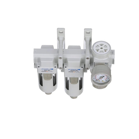 Three Stage Compressed Air Drying System With Particulate Filter Coalescing Filter And Regulator 3 Eighth Inch NPT Poly Bowl