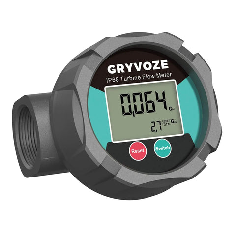 Waterproof 1-Inch Corrosion-Resistant Flow Meter With PTFE Coating Digital Inline NPT Flowmeter showing LCD display