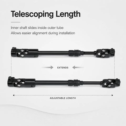 Power Steering Intermediate Shaft Assembly Replacement for Jeep Cherokee 1984 1991 1993 1994 Comanche 1986 1992 Wagoneer 1984 1990 with U Joint Coupler OEM Style Fit Durable Steel Construction Smooth Steering and Plug And Play Install telescoping length