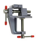 Built Tough Mini Table Vise Crafted From Premium Aluminum Alloy Featuring Wide Flat Jaws For A Killer Hold Quick Bolt Down Setup And Compact Profile with red handle.