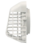 Side view of 4 Inch Outdoor Dryer Hood With Bird Guard And No Fuss Easy Clean Louvers, Universal Fit For Most Dryer Ducts, UV Weather Resistant