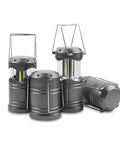 Lichamp LED camping lanterns, 4-pack, gray metal battery-powered hanging lights.