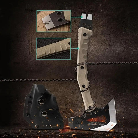 Tactical Engineer Axe Multitool For Survival And Camping With Explosion Proof Blade Fire Rescue Hammer Hiking Gear