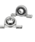 25mm Bore Pillow Block Ball Bearing Insert Set, KP005 2 Pack, Built Tough Zinc Alloy Mounts, Gray Silver Tone, Industrial Machine Parts