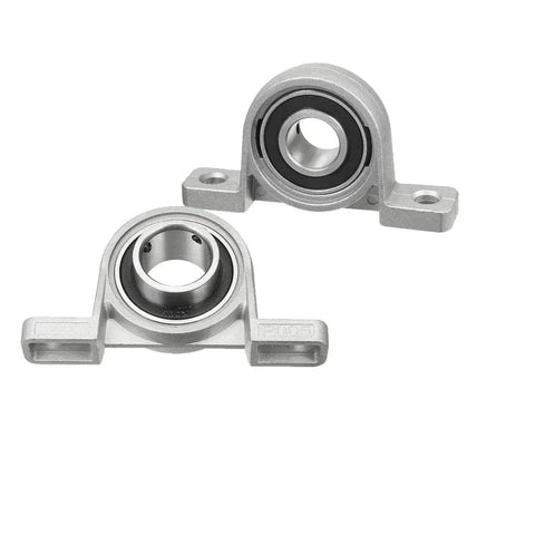 25mm Bore Pillow Block Ball Bearing Insert Set, KP005 2 Pack, Built Tough Zinc Alloy Mounts, Gray Silver Tone, Industrial Machine Parts