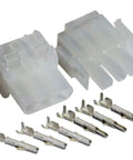 Three Pin Wire Connector Kit With Latch Lock MLX Style 14-20 AWG 2.13mm Diameter Includes Three Male And Three Female 3 Pin Connectors Plus Ten Male And Ten Female Terminals Built Boss Grade For DIY Auto And Electronics Wiring, white plastic connectors and metal terminals