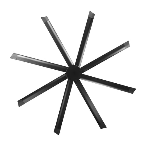 Top view of Monster 100 Inch Ceiling Fan No Light With Remote Control, Industrial Black High Airflow, 8 aluminum blades layout.