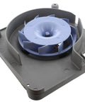 Genuine OEM Evaporator Fan Motor And Bracket Assembly For LG Refrigerators, grey plastic base, blue fan, plug and play replacement.