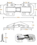 8 Pack Soft Close Hidden Cabinet Hinges For Frameless Doors 4 Inch Concealed Surface Mount With Built In Hydraulic Damping And Slow Close For Quiet Cabinets Rust Resistant Nickel Finish REDYA, with diagram and screw dimensions.