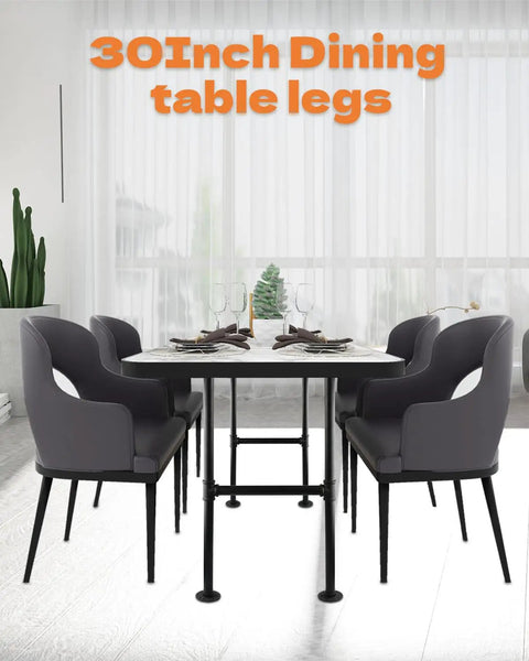 Dining table set with Industrial Pipe Table Legs 30 Inch Grey Steel 2 Pack For Coffee And End Tables DIY Wood Top Build