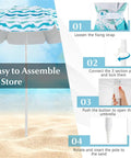 Assembly instructions for Blue Four Piece Beach Set With Sun Proof Umbrella Two Folding Chairs Waterproof Blanket