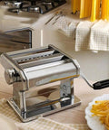 Automatic Electric Noodle Maker And Dough Roller For Home Kitchen Easy Thick Pasta Press With Adjustable Settings for making fresh pasta.