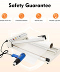24 Inch I Bar Shrink Wrap Machine With Heat Gun For POF Film Sealing And Cutting featuring safety controls and heat gun.