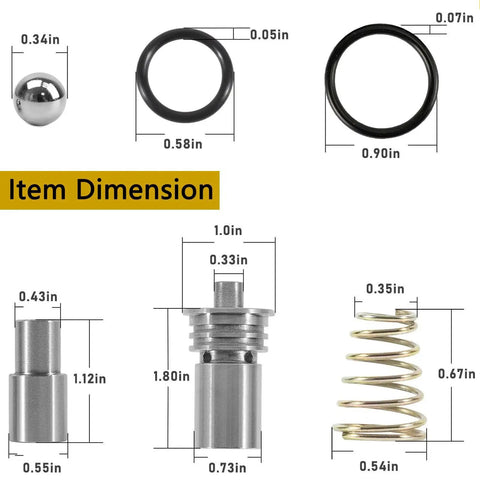 Dimensions of STL010 Cooler Flow Bypass Valve Kit Upgrade Bolt In No Fuss For Cadillac And Chevy Transmissions with parts shown