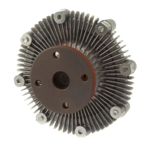 Straight Up Heavy Duty Engine Cooling Fan Clutch Fcv 001 Compatible With Volvo 240 242 244 245 264 740 745 760 780 940 front view showing fins and mounting holes.