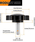 Product size illustration of Slick Black Star Hand Knobs 4 Pack featuring 1/4 20 Thread dimensions and ergonomic design.