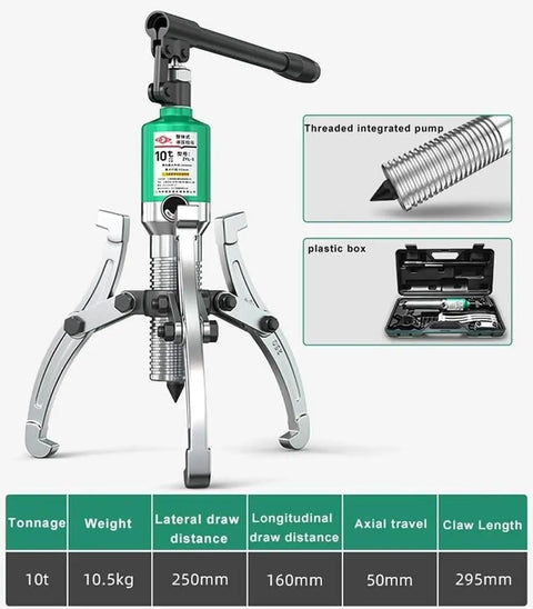 Heavy Duty 20 Ton Hydraulic Puller And Crimp Tool Built Like A Tank For Wheel Work, 10t seamless steel design with threaded pump.