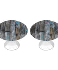 Nautical Wood Plank Cabinet Knobs With Screws Dope Round Crystal Glass Pulls On Stainless Steel Base 2 Pack.
