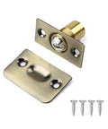 Heavy Duty Brass Ball Door Catch For Interior Doors, Adjustable Seam Fit with mounting screws shown