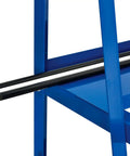 Close-up of Big Time Vertical Bar Rack Straight Up Knockout Layout showing pipes supported in three wide bays for gear storage.