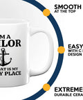 Morning Brew Ready My Boat Is Coffee Mug 11oz White Ceramic For Boaters Sailors And Lake Lovers Funny Gift, with anchor graphic and text.
