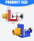 Product size illustration of Plug And Play Pocket Hole Jig Drill Guide Fixture For Cabinet Assembly And Shelf Install With No Hassle Aluminum Body.