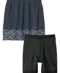 Womens Bike Skort With Elastic Waist Wrap Skirt And Detachable Padded Cycling Liner, Ebony X Large, front view showing pockets