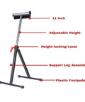 Heavy Duty Adjustable Roller Stand 2 Pack Folding Steel Work Support measuring 11 inch with adjustable height and plastic footpads.