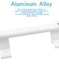 Two Pack Sliding Glass Door Handles White Aluminum Alloy Durable Modern Pull Handles For Right Or Left Swing Patio Doors Rust Resistant Metal Door Pulls With Six And Five Eighths Inch Mounting Hole Spacing, front view of one handle