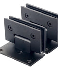 Rock Solid Matte Black Glass Door Hinges Heavy Duty 304 Stainless Steel 90 Degree Single Side Bathroom Glass Clamp for frameless shower.