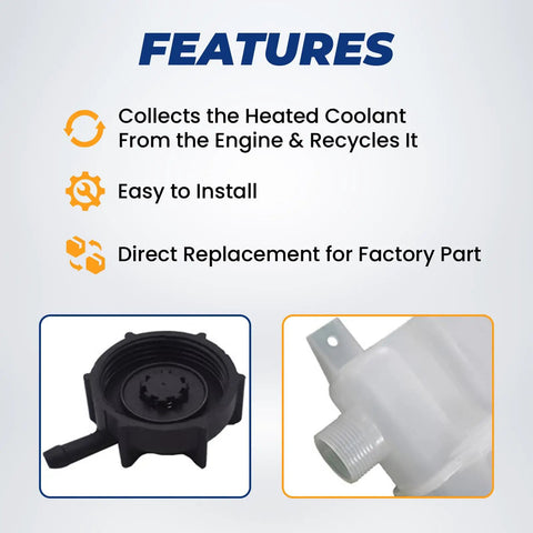 Features of Heavy Duty Coolant Reservoir Tank Fits Volvo VNL VNM VHD 2008-2024 and Mack Pinnacle Replacement with Caps Sensor