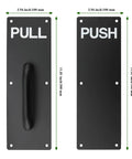 Stainless Steel Door Handles Set, 4 Pack, 12x4 Inches, Black Finish, Pull And Push Plates With 24 Screws, Commercial Grade Handles For Office, Home, And Retail Doors. Black pull and push plates, 4x12x4 in, 201 stainless steel.