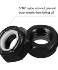Skateboard Truck Hardware Kit With 8 Spacers 8 Axle Nuts And 40 Speed Rings close-up of nylon lock-nuts with 5/16'' threads
